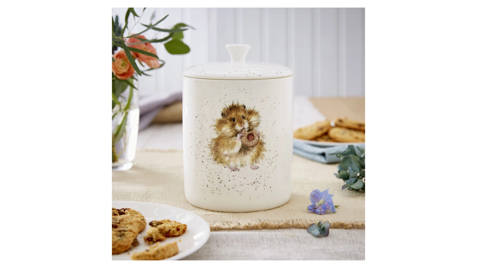 Банка для хранения с крышкой Royal Worcester Забавная фауна Хомячок 18х13 см, фарфор костяной