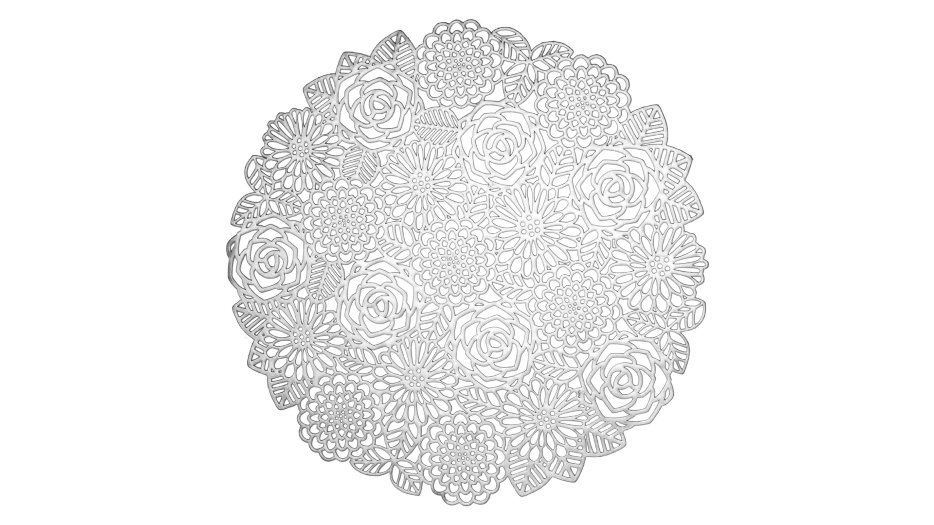 Салфетка подстановочная круглая Decor de table Home Rose 38 см, ПВХ, серебристая