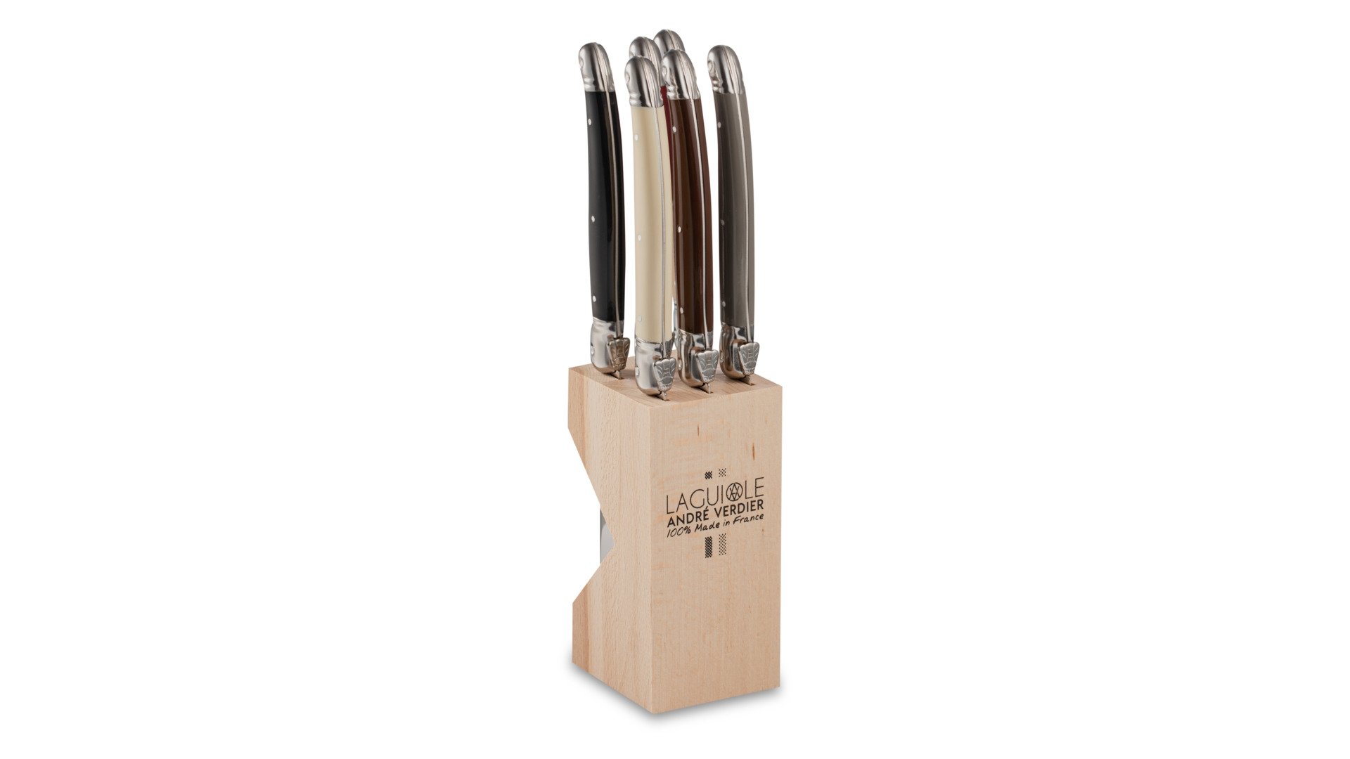 Набор ножей для стейка ANDRE VERDIER Laguiole Debutant Tradition, 6 шт, в блоке, разноцветный, п/к