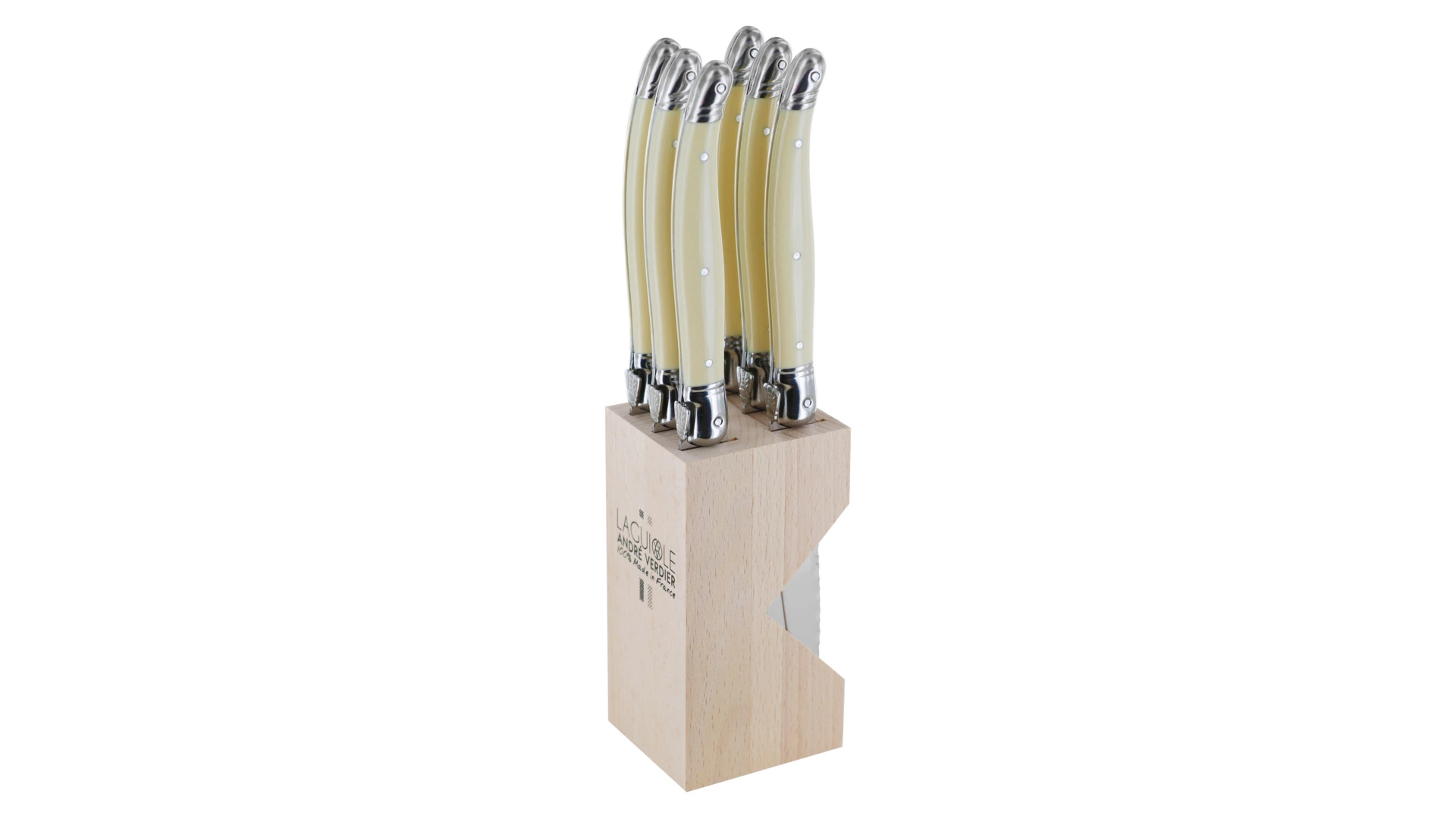 Набор ножей для стейка ANDRE VERDIER Laguiole Debutant, 6 шт, белые, в блоке, п/к