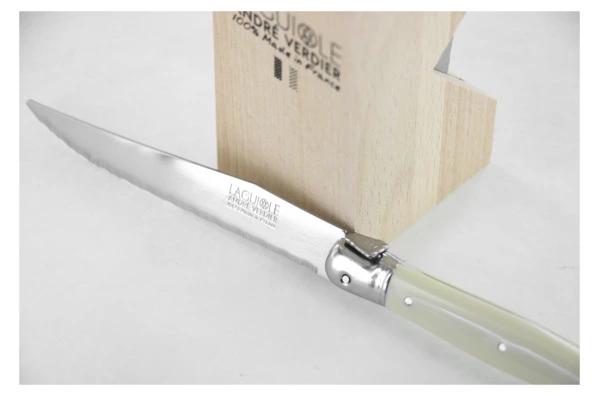 Набор ножей для стейка ANDRE VERDIER Laguiole Debutant, 6 шт, белые, в блоке, п/к