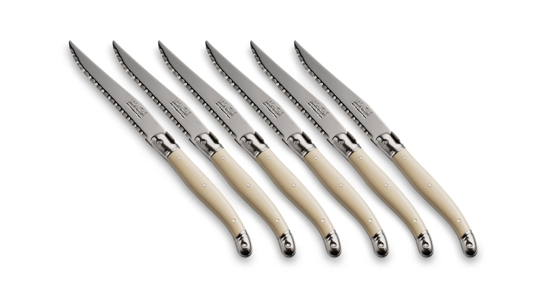 Набор ножей для стейка ANDRE VERDIER Laguiole Debutant, 6 шт, белые, в блоке, п/к