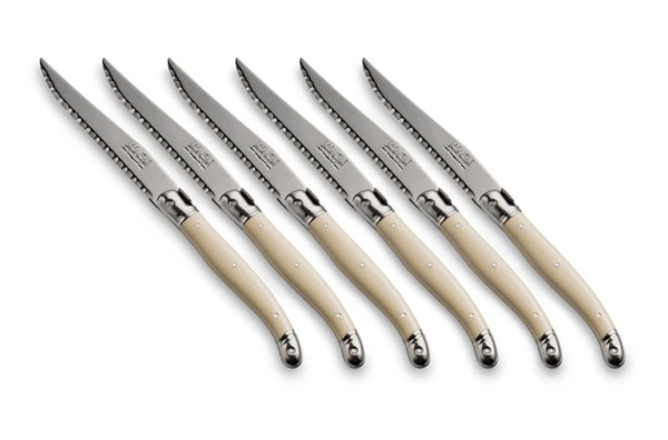 Набор ножей для стейка ANDRE VERDIER Laguiole Debutant, 6 шт, белые, в блоке, п/к