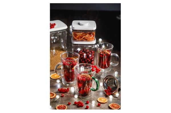 Кружка с двойными стенками, крышкой и ситечком Decor de table Home Mon matin 450 мл, стекло