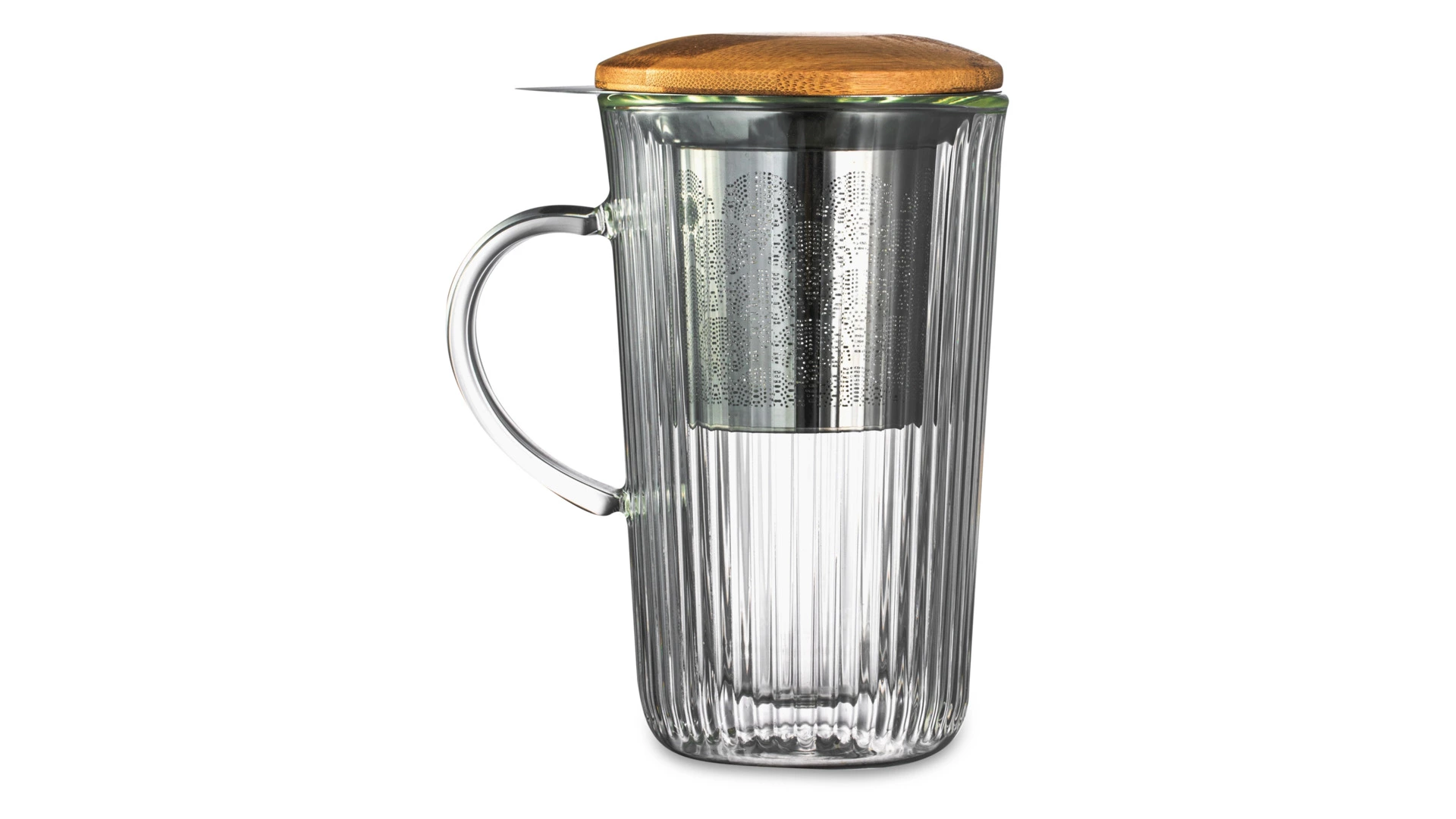 Кружка с двойными стенками, крышкой и ситечком Decor de table Home Mon matin 450 мл, стекло