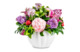 Букет розовые пионы и сирень из холодного фарфора, белая керамическая ваза
