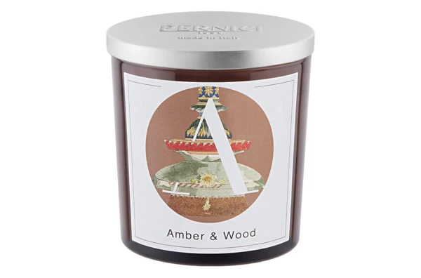 Свеча ароматическая Pernici Elementi Амбра и Древесина 350 мл, стекло, коричневая