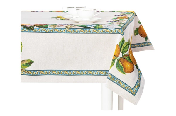 Скатерть прямоугольная Mix&Match Home Лимонад 160х300 см, гобелен, бежевая
