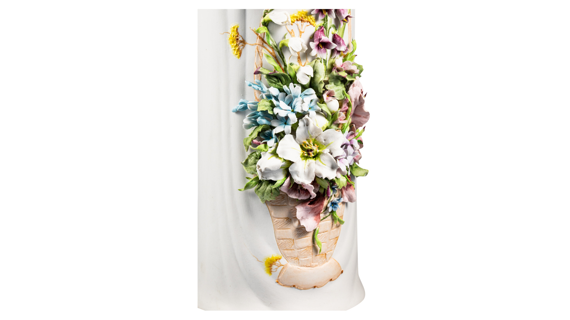 Ваза настольная Delta-X Лилии и другие цветы Торжество 38 см, фарфор, бежевая
