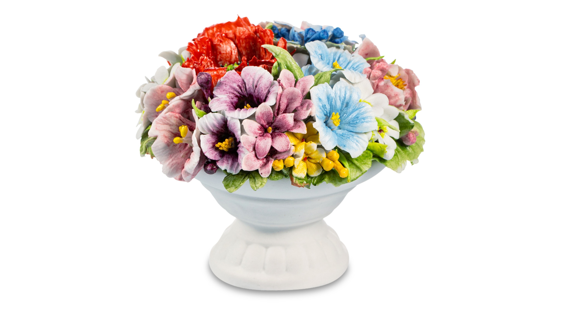 Сувенир Delta-X Полевые цветы Корзина с цветами №7 9 см, фарфор, бежевая