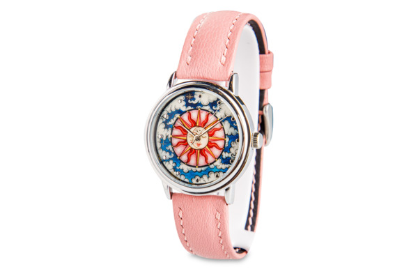 Часы наручные кварцевые Palekh Watch Солнце №161 3,5 см, цинковый сплав, розовые, п/к