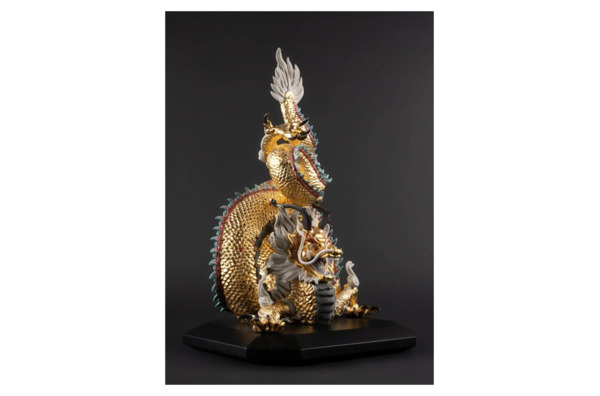 Фигурка Lladro Дракон защитник золотой 40х55 см, фарфор, лим выпуск