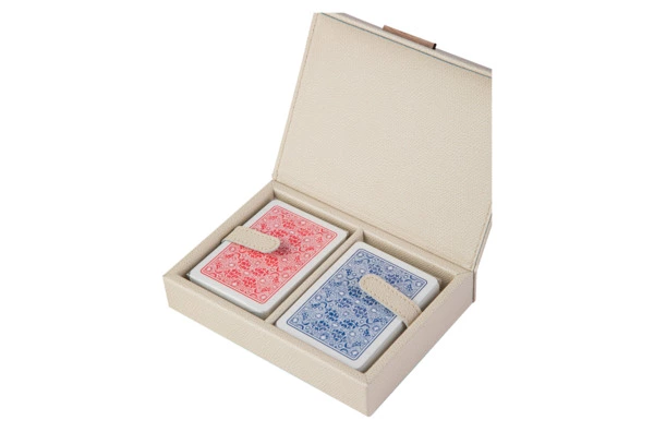 Набор игральных карт в коробке Pinetti 16,5х12,5 см, 2 шт, натуральная кожа, дерево, кремовый, п/к