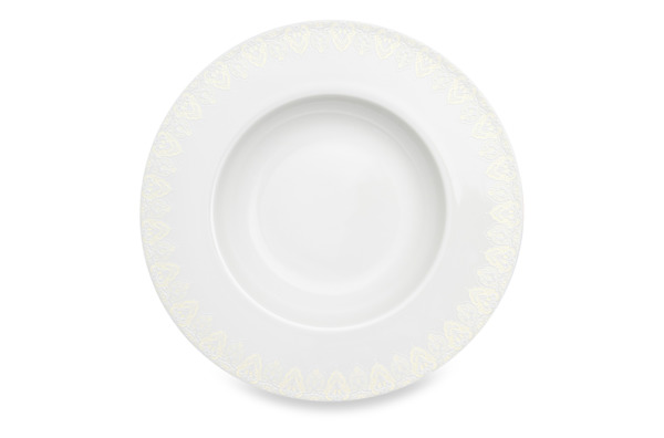Тарелка суповая Narumi Аврора жемчуг 23 см, фарфор костяной