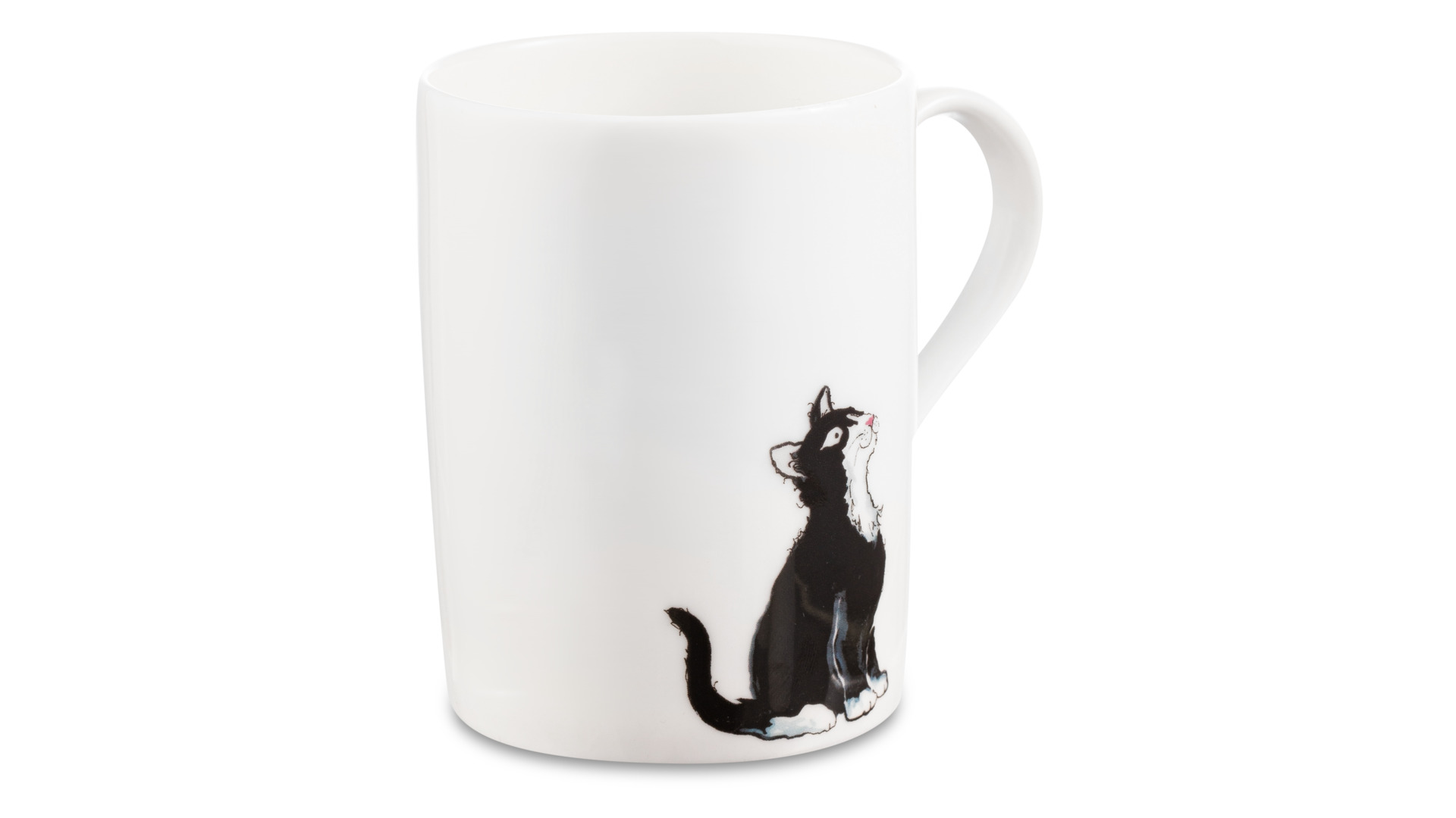 Кружка Roy Kirkham Кошки Черный с белым кот Люси 325 мл, фарфор костяной