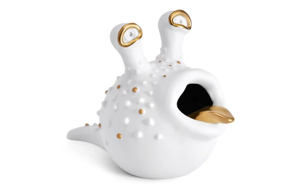 Пепельница L’Objet Хаас 20х12х15 см, фарфор, позолота, белая, п/к