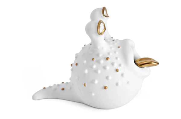 Пепельница L’Objet Хаас 20х12х15 см, фарфор, позолота, белая, п/к