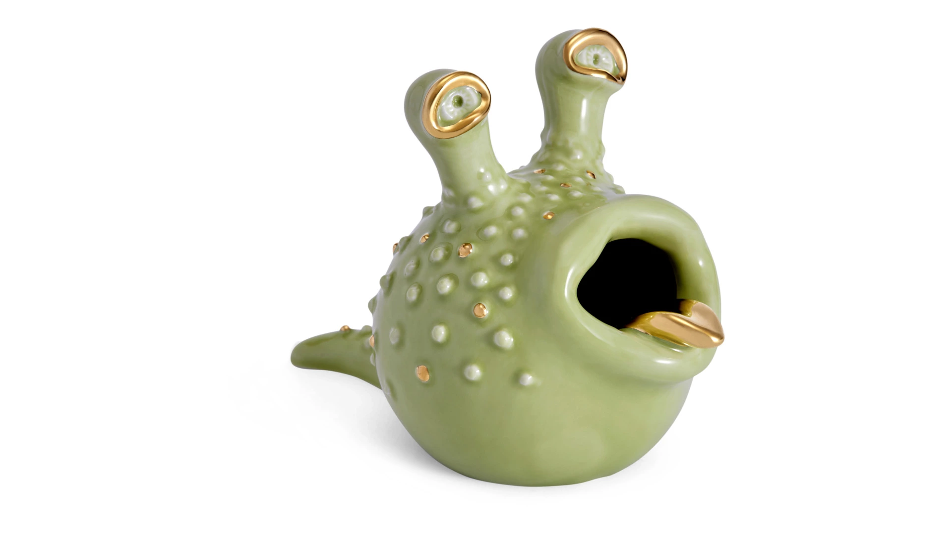 Пепельница L’Objet Хаас 20х12х15 см, фарфор, позолота, зеленая, п/к