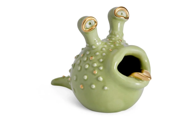 Пепельница L’Objet Хаас 20х12х15 см, фарфор, позолота, зеленая, п/к