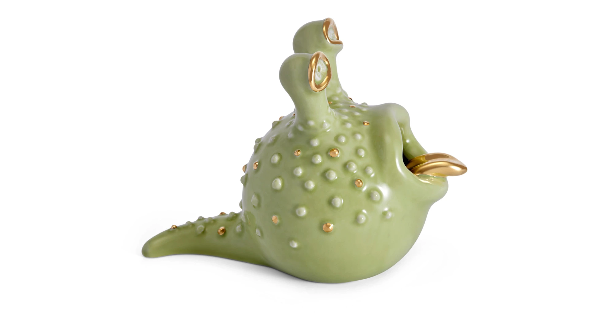 Пепельница L’Objet Хаас 20х12х15 см, фарфор, позолота, зеленая, п/к