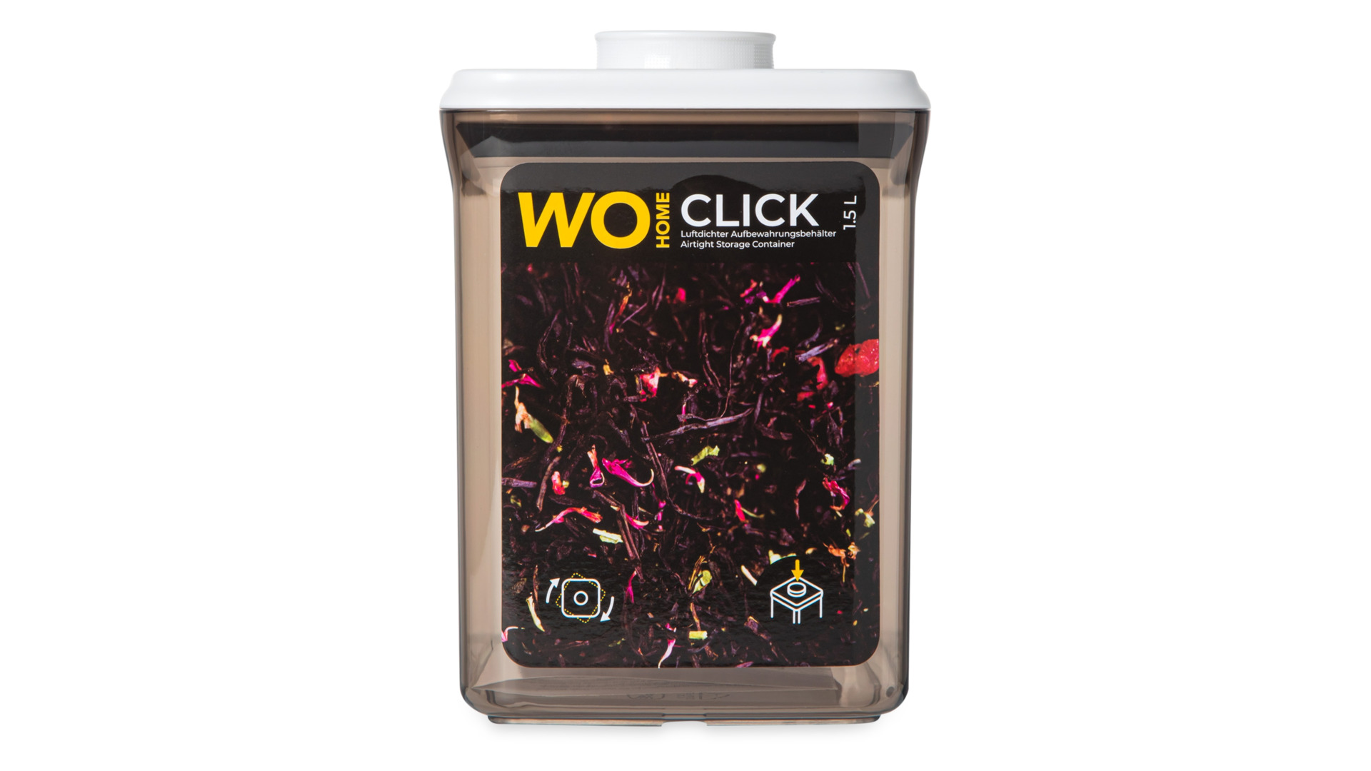 Контейнер для сыпучих продуктов с вакуумной крышкой WO HOME CLICK 1,5 л, пластик, коричневый