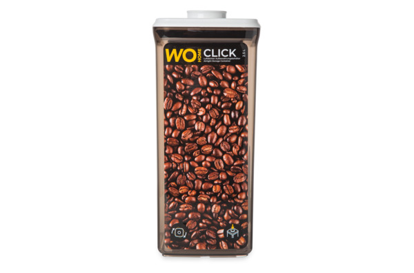 Контейнер для сыпучих продуктов с вакуумной крышкой WO HOME CLICK 2,5 л, пластик, коричневый