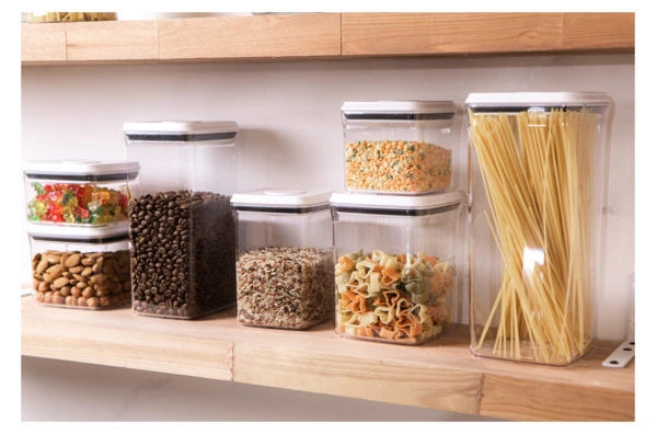 Контейнер для сыпучих продуктов с вакуумной крышкой WO HOME CLICK 2,5 л, пластик, коричневый