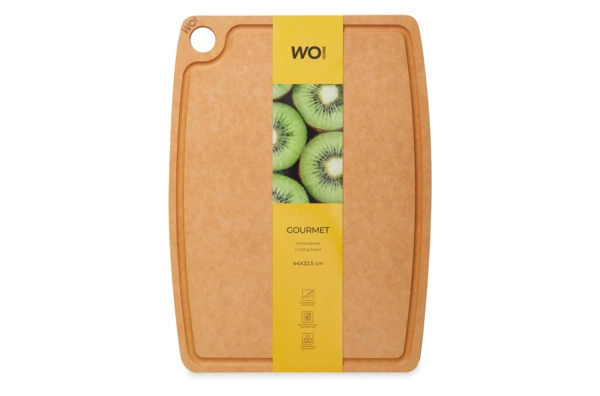 Доска разделочная с желобом WO HOME Gourmet 44x32,5 см, древесный композит, бежевая