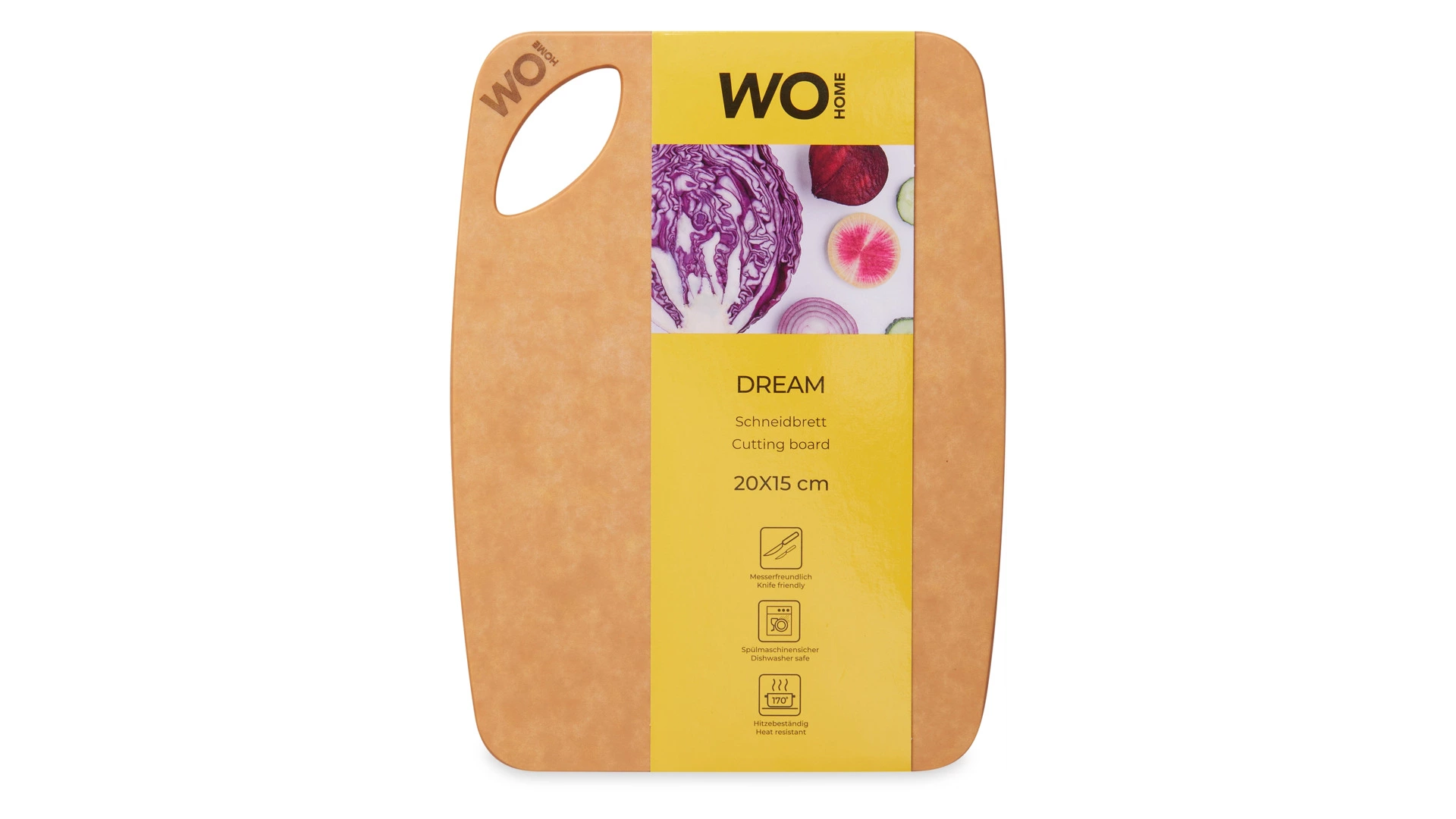 Доска разделочная WO HOME Dream 20х15 см, древесный композит, бежевая