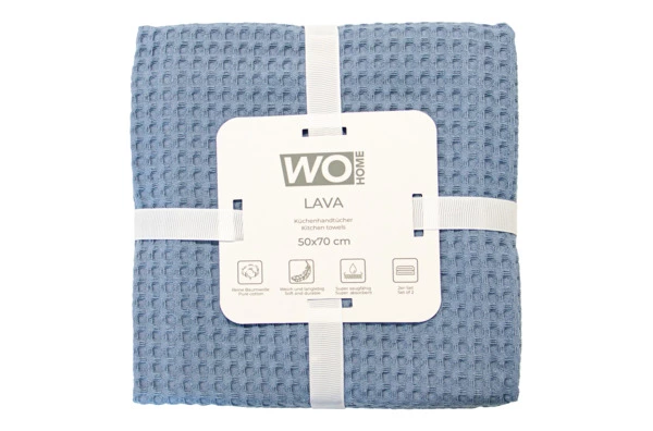 Набор полотенец кухонных WO HOME LAVA 50х70 см, 2 шт, хлопок, синий, п/к