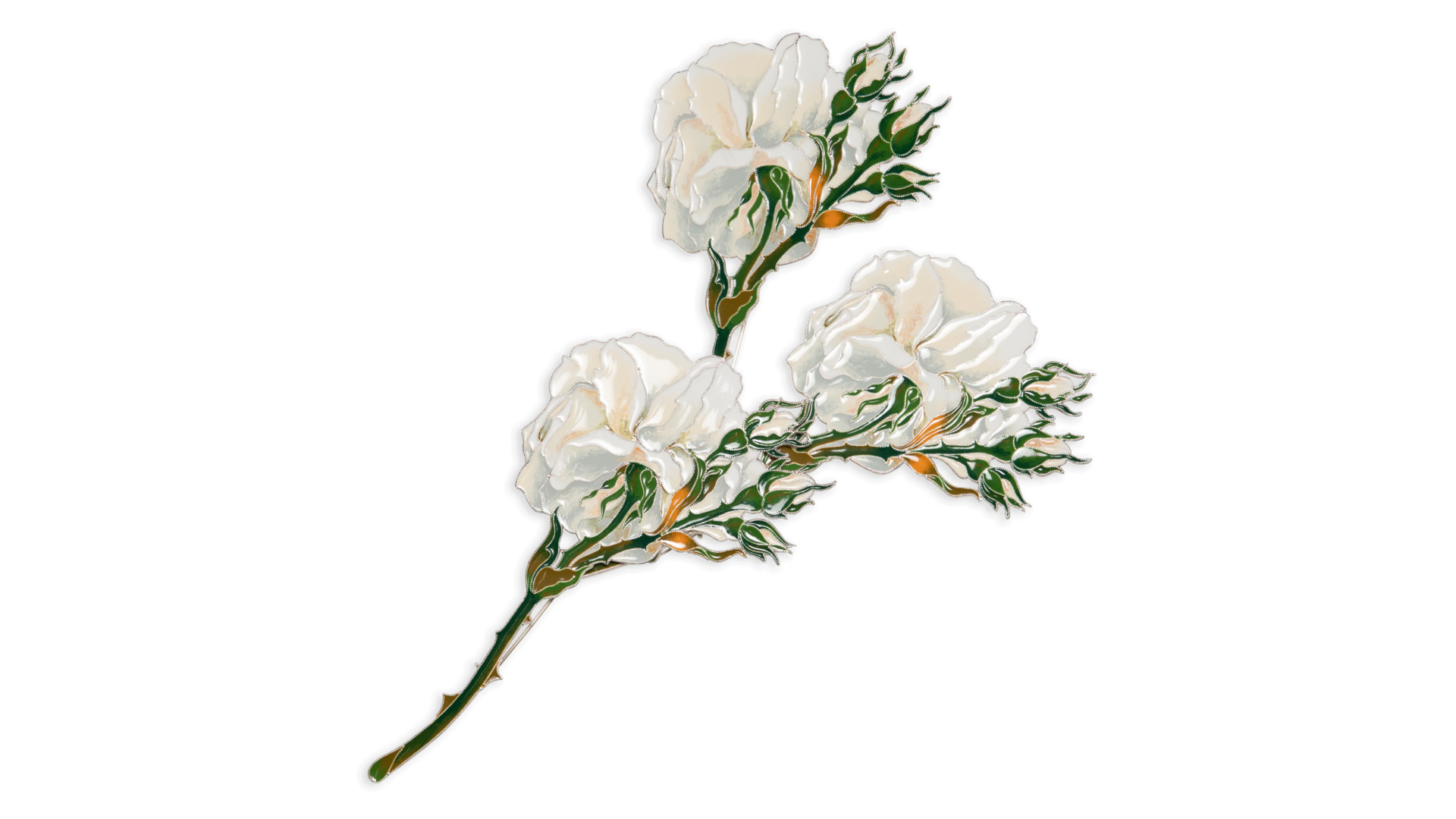 Брошь Русские самоцветы Розы Зимнего Дворца 44,06 г, серебро 925