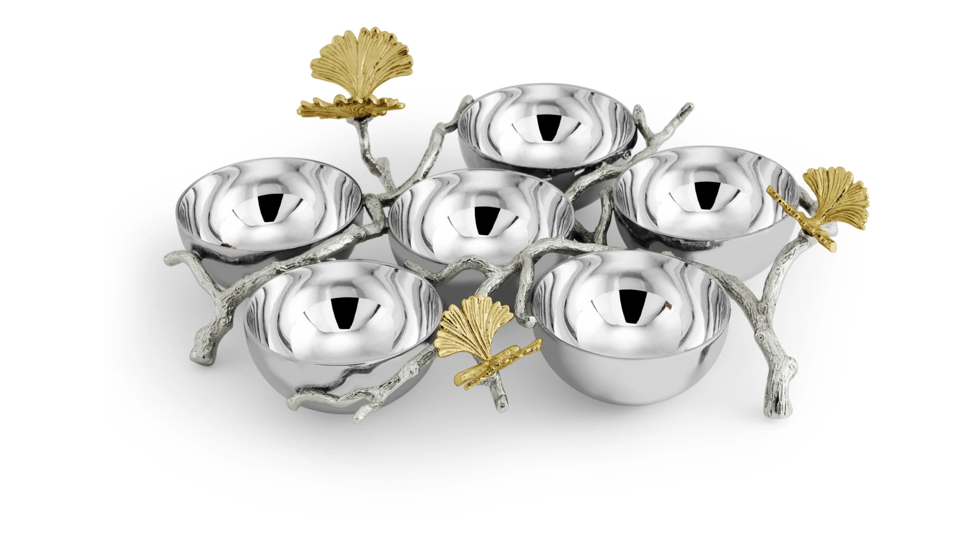 Менажница шестисекционная Michael Aram Бабочки гинкго 28х20 см, сталь нержавеющая