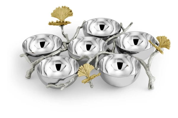 Менажница шестисекционная Michael Aram Бабочки гинкго 28х20 см, сталь нержавеющая