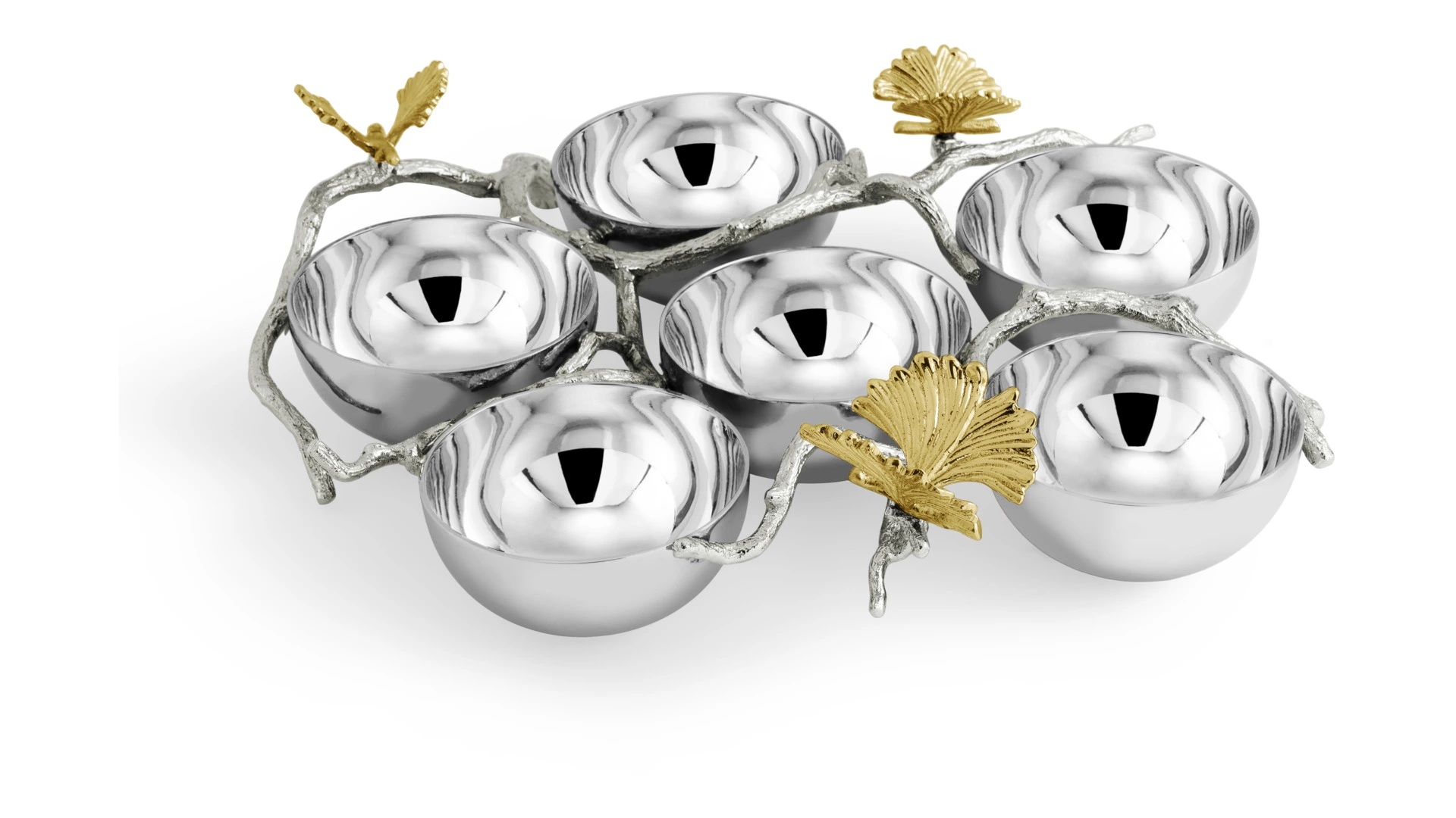 Менажница шестисекционная Michael Aram Бабочки гинкго 28х20 см, сталь нержавеющая