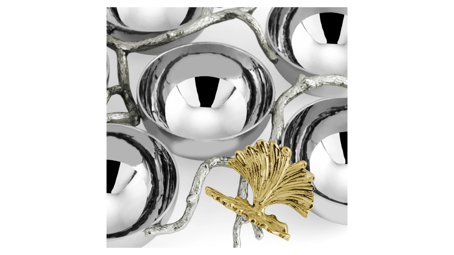 Менажница шестисекционная Michael Aram Бабочки гинкго 28х20 см, сталь нержавеющая