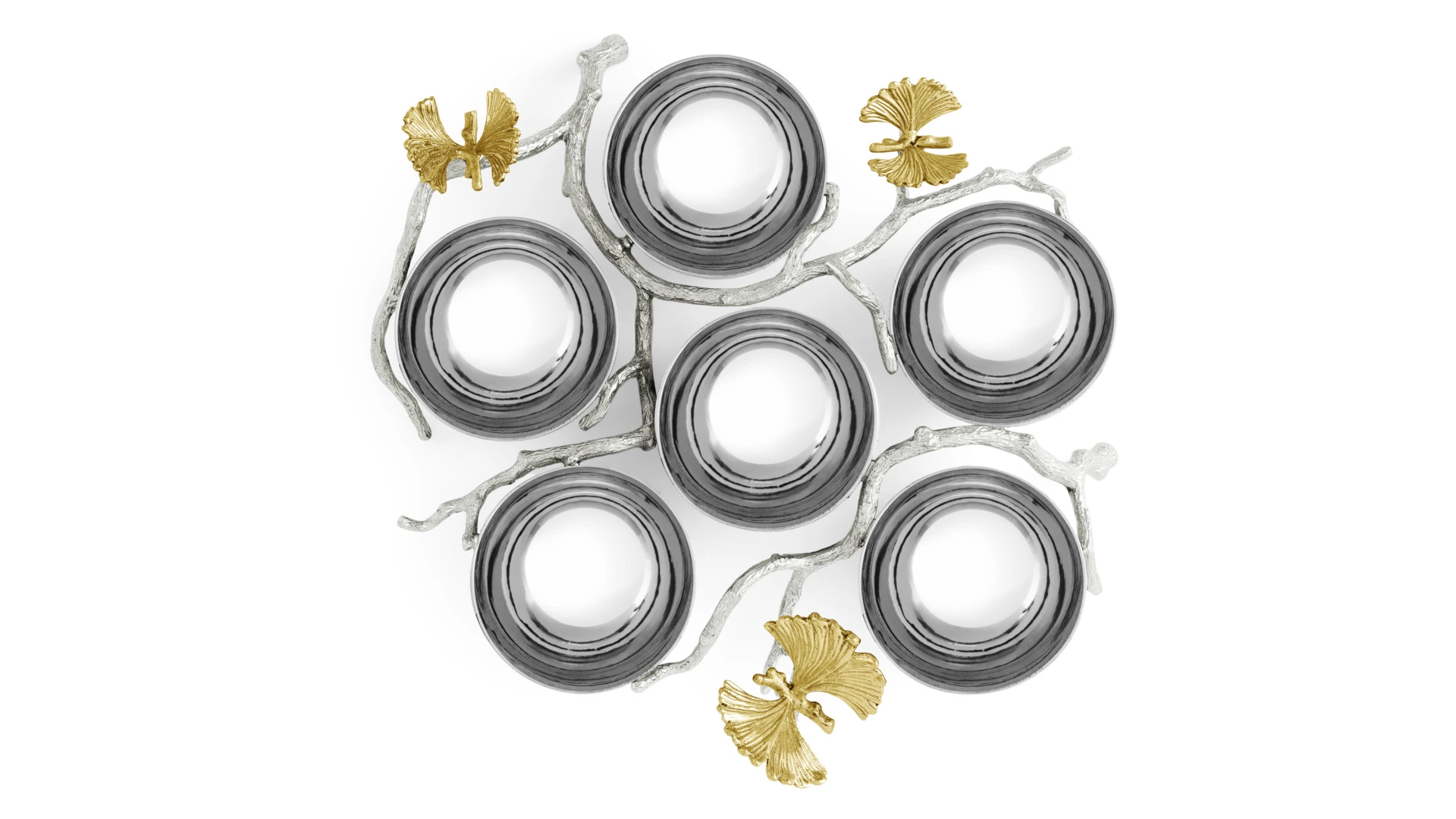 Менажница шестисекционная Michael Aram Бабочки гинкго 28х20 см, сталь нержавеющая