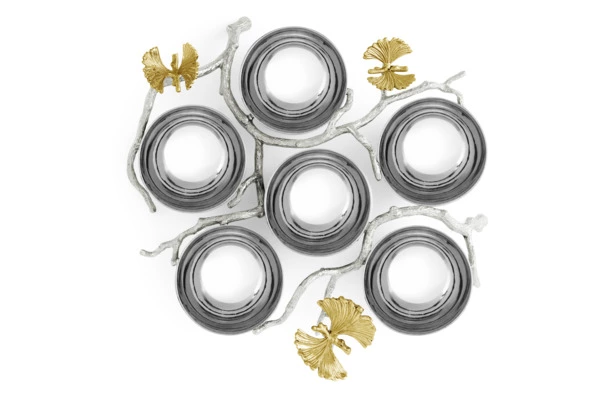 Менажница шестисекционная Michael Aram Бабочки гинкго 28х20 см, сталь нержавеющая