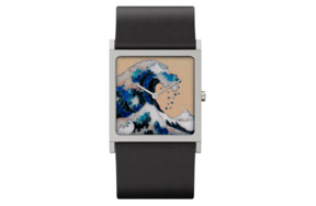 Часы наручные Briller Большая волна в Каганаве К. Хокусай 3,2х3,2 см, сталь нержавеющая, серебристые