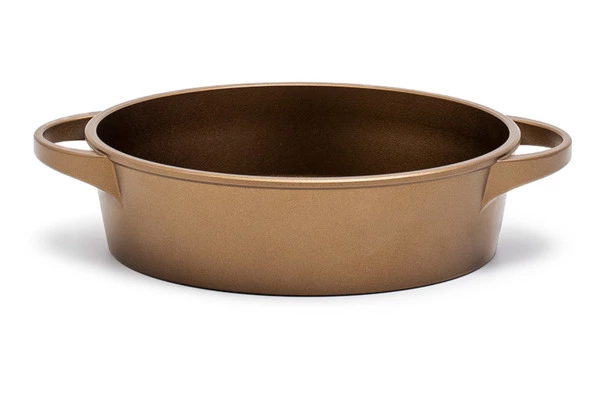 Сотейник для индукции с ручками Luchetti 24 см, алюминий литой, золотой, п/к