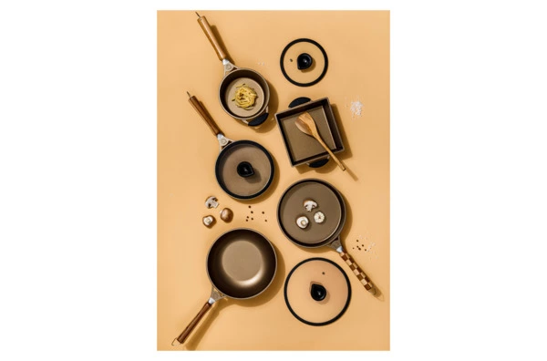 Сотейник для индукции с ручками Luchetti 24 см, алюминий литой, золотой, п/к