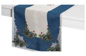 Дорожка для стола Mix&Match Home Снежинки 140х44 см, гобелен, синяя