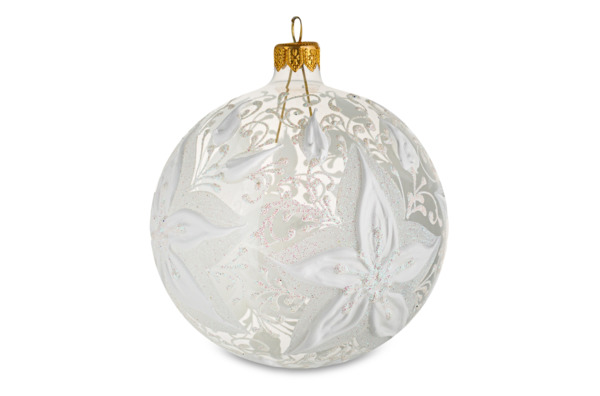 Игрушка елочная шар Bartosh Рождественник белый 10 см, стекло, п/к