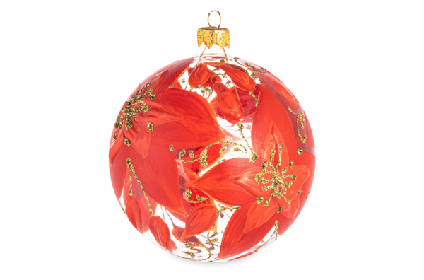 Игрушка елочная шар Bartosh Рождественник 10 см, стекло, красный, п/к