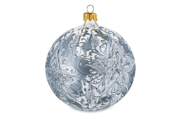 Игрушка елочная шар Bartosh Рождественник серебристый 10 см, стекло, п/к