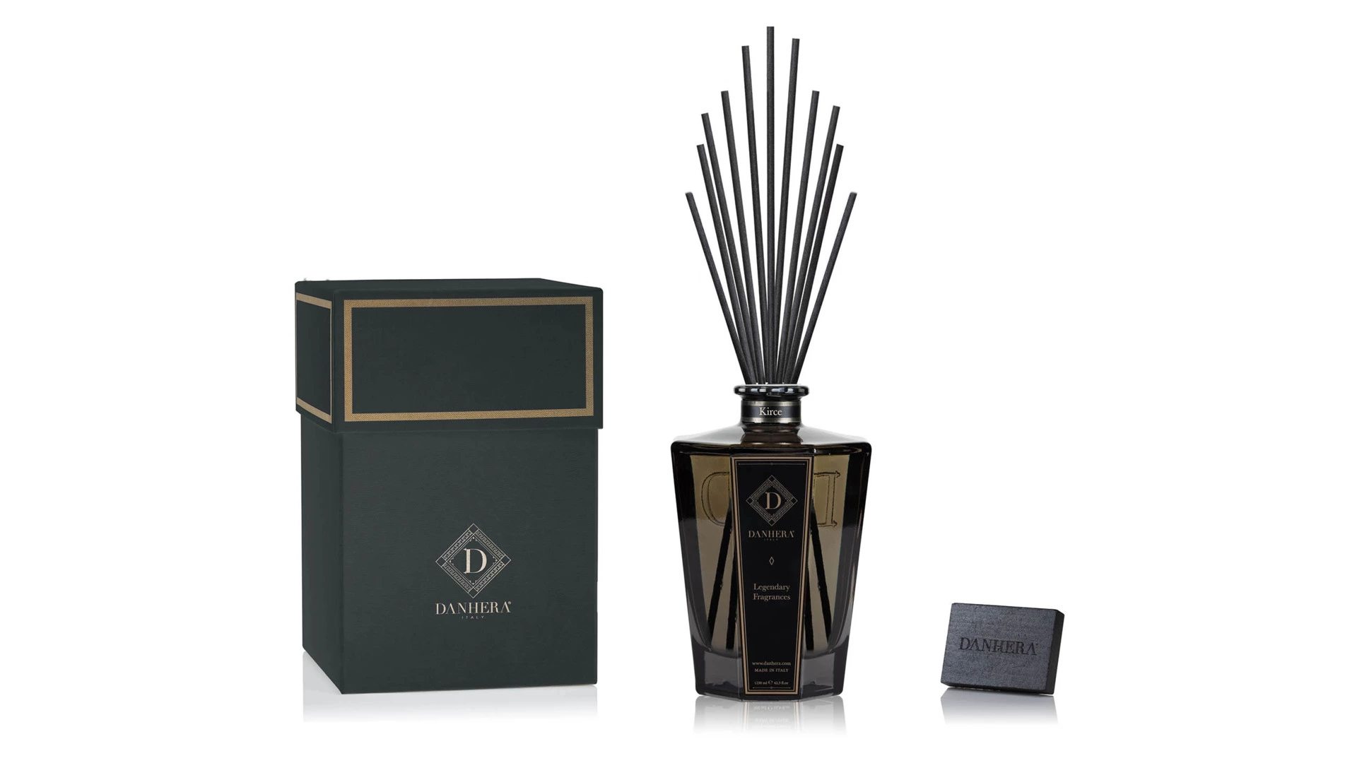 Набор ароматический Danhera Italy Kirce из диффузора 1250 мл и наполнителя 500 мл, 3 шт, черный, п/к