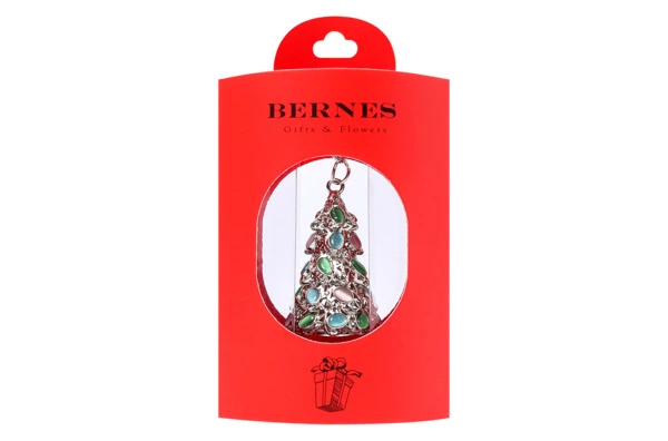 Брелок Bernes Елочка 5 см, латунь, серебристый, п/к