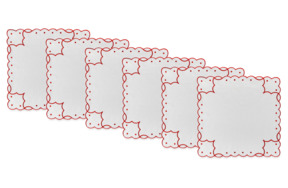 Набор салфеток сервировочных Венизное кружево Кримона 43x43 см, 6 шт, лен, белый с крысным, п/к