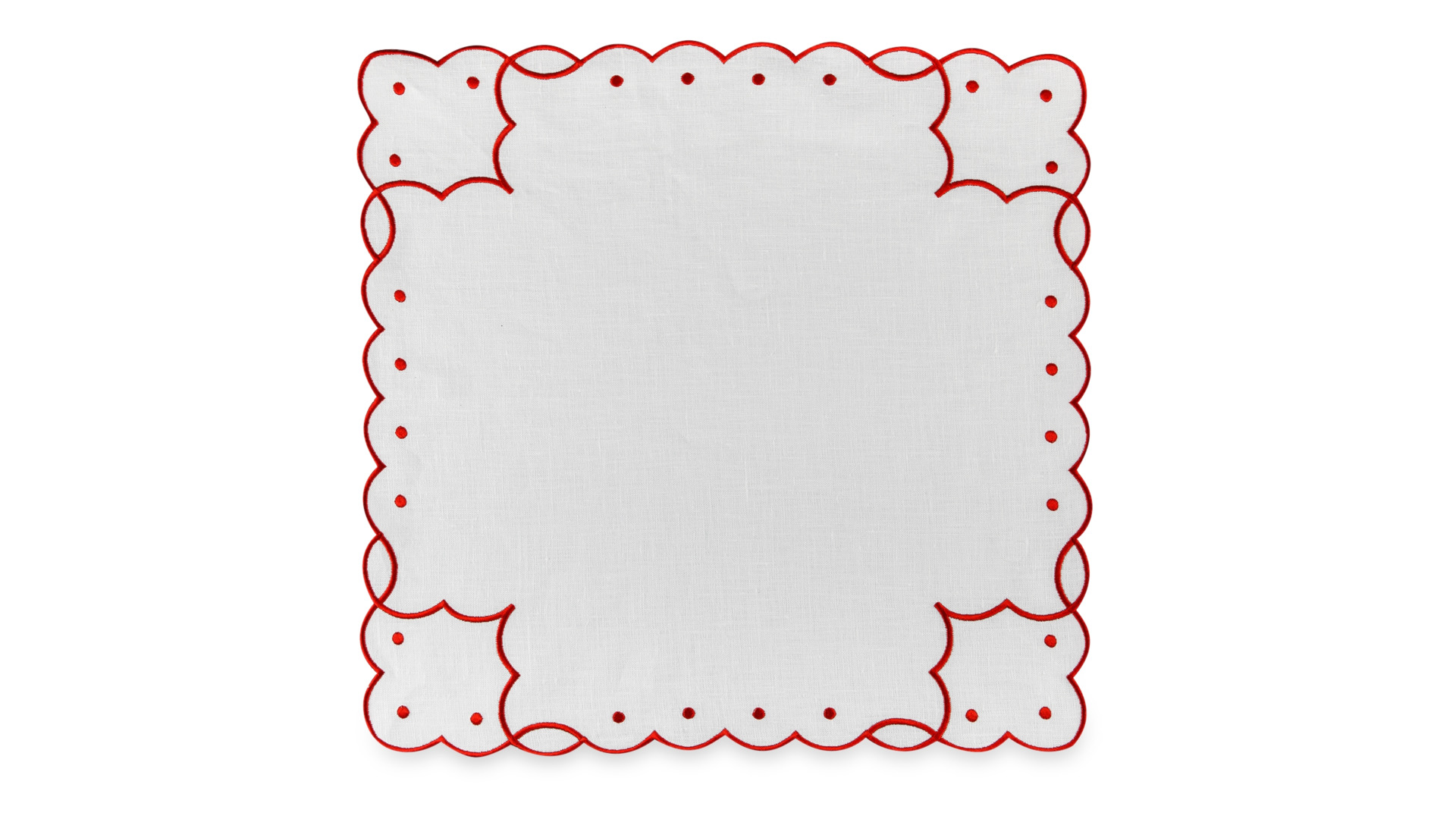Набор салфеток сервировочных Венизное кружево Кримона 43x43 см, 6 шт, лен, белый с красным, п/к