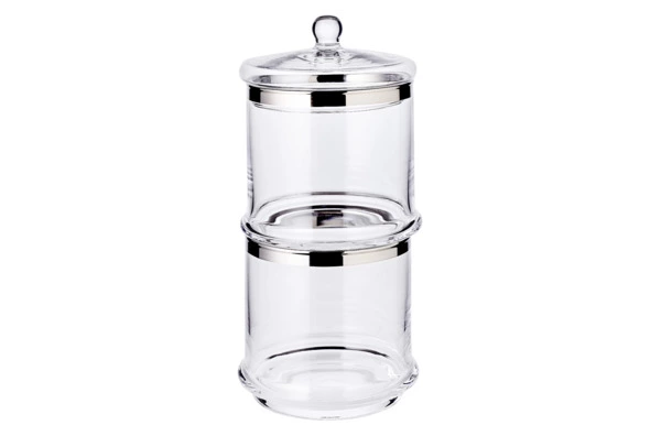 Банка для конфет с крышкой двухъярусная Edzard Лия d13хh29 см, выдувное хрустальное стекло