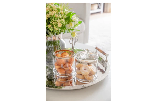 Банка для конфет с крышкой двухъярусная Edzard Лия d13хh29 см, выдувное хрустальное стекло